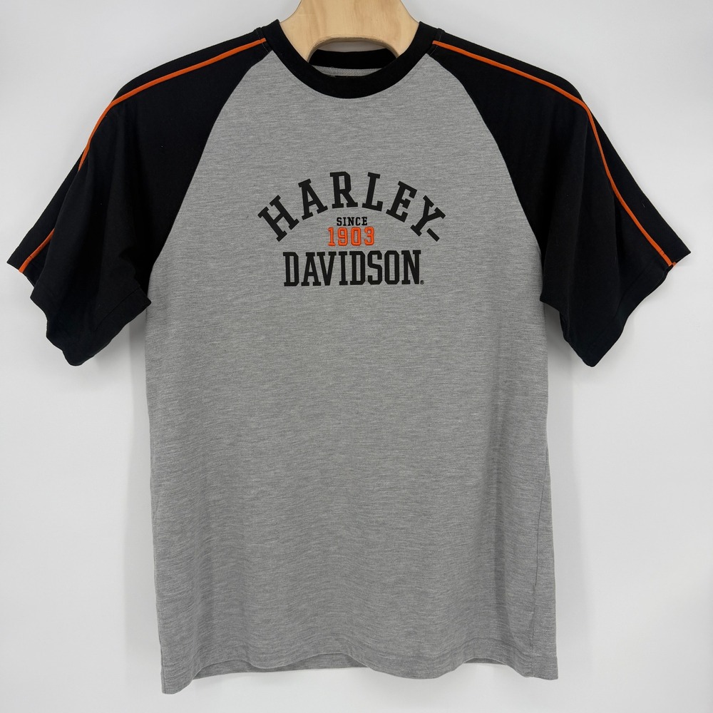 Harley-Davidson Las Vegas Nevada Raglan T-Shirt XL Grey Black Orange Piping